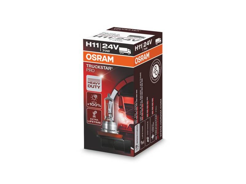 H11 24V Osram Truckstar Pro 70W, +100%, 2 pack