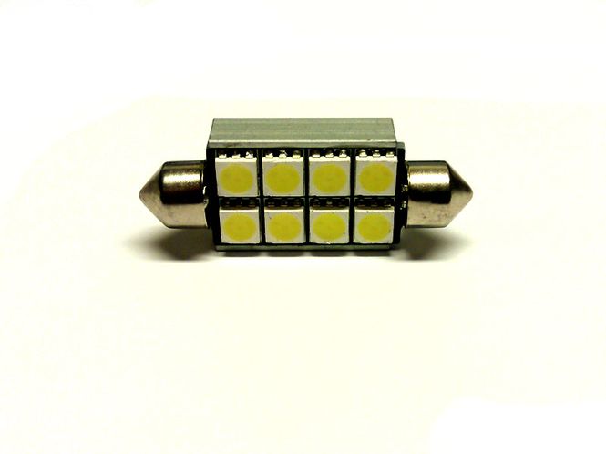 Hovedbilde 44mm hvit 8xSMD pinolpære 12V ...