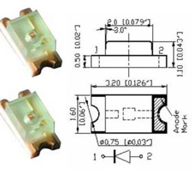 SMD LED, 1206, Blå